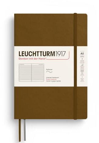 LEUCHTTURM1917 372212 Notizbuch Medium A5, Softcover Schreibbuch, 123 nummerierte Seiten, Spice Brown, liniert