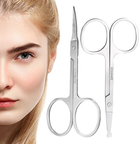 Senshuomy Professional Multi-Purpose Scissors Set - Curved Blade Design for Eyebrows, Nails, Cuticles & Thick Toenails (2-Piece Kit) - Grooming Tools for Men & Women