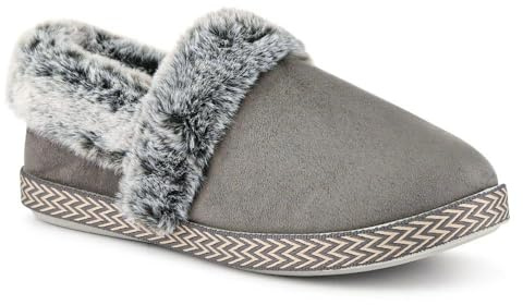 Pavers Warm-Lined Memory Foam Slippers - Grey Size 8