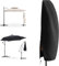 PATIO PLUS Housse de protection pour parasol déporté de jardin, tissu Oxford 600D imperméable, revêtement durable doublé en PVC, avec cordon de serrage réglable et fermeture éclair (noir, 205 x 25/57