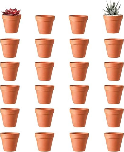 SZKKQKJ Lot de 20 Pots de Fleurs en Terre Cuite (4 × 4,5 cm), Mini Pots de Fleurs en Terre Cuite avec Trou de Drainage, pour la décoration intérieure et extérieure, réutilisables