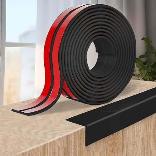 Protection Angle Mur Adhésif, Bandes Corniere en TPE, Plinthe Souple Épaisse en Forme de L Baguette Angle pour Murs, Portes, Cuisine, Fenêtres, Idéal pour Rénovations DIY (Noir, 4cm x 4M)