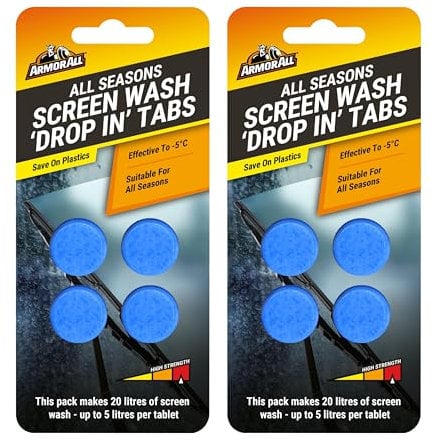 Armor All Screenwash Tabs 2 x 4 Tablets, (8 tablets) Makes up to 40L ofAll Seasons Screenwash, Windscreen Washer Tablets