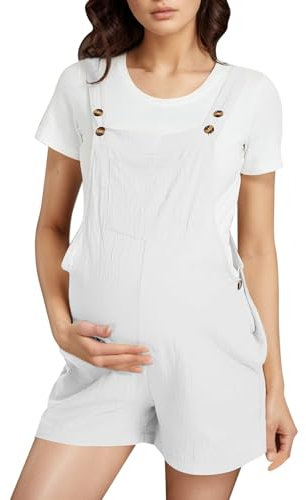 Générique Salopette en Coton pour Femme Enceinte Combinaison Ample Grossesse Jumpsuit Chic Décontractée