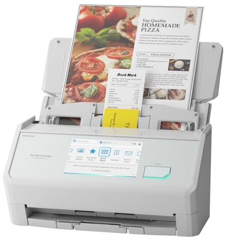 ScanSnap iX2500 Scanner de Documents, Photos et reçus sans Fil ou USB Haute Vitesse Compatible Cloud avec Grand écran Tactile et Chargeur Automatique de Documents 100 Pages pour Mac ou PC, Blanc