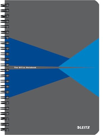 Leitz Office Collegeblock A5 kariert, Notizbuch mit Spiralbindung, Kartoneinband, 360 Grad Öffnung, 180 Seiten/90 Blatt FSC-zertifiziertes Papier (80 g/m²), für Büro & Schule, Blau, 44581035