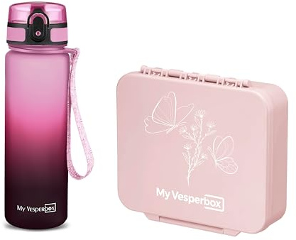 My Vesperbox Liv Set – Brotdose & 500ml Trinkflasche für Kinder – auslaufsicher & BPA-frei – Lunchbox für Schule & Kindergarten - Bento Box Set - Made in Germany