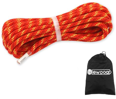 NewDoar CE & UIAA Certificated Static Climbing Rope 14KN 8mm(5/16in) High Strength Accessory Cords Safety for Rock Climbing, Outdoor Survival, Hiking, Mountaineering-Orange/30M