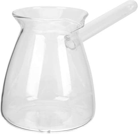 Bouilloire en Verre Épais à Anse Latérale, Résistant à Chaleur | Cafetière Turque, Bec en V, Forme Ronde, Supporte de 30 à 100 °c, Verre Transparent