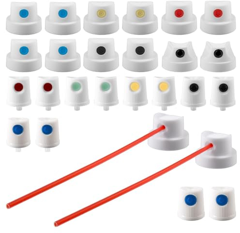 LEONTOOL Universal Spray Paint Caps 26 Assorted Caps and Tips Adapter Replacement for Different Spray Cans Sprays Paint Nozzles Sprays Paints Tips for Graffiti, Auto Repair, DIY Projects