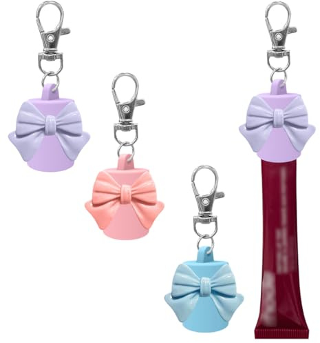 THQAE 3 Stück Lipgloss-Schlüsselanhänger-Kappen, Kreative Lippenbalsam-Halter-Schmuck, Praktische Tragbare Lippenpflege-Ersatzkappen, Taschendekoration für Damen
