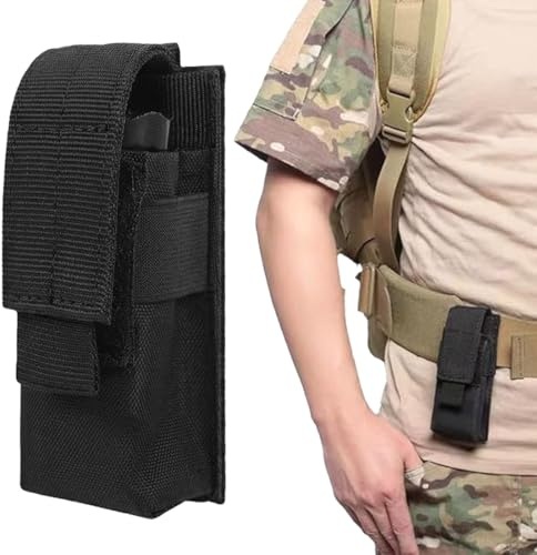 VAEIORP 1 Pcs Funda para Linterna Táctica Bolsa para Cuchillo y Accesorios Militares (14 x 5,5 x 4 cm)
