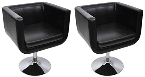 Owoxanthellate 2er Set Drehsessel Schwarz Kunstleder Höhenverstellbar 63 x 56 cm Modernes Design Robuste Chrombasis bis 110 kg für Wohnzimmer Büro und Lounge