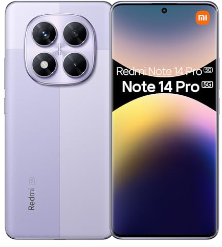 XIAOMI Redmi Note 14 Pro 5G Smartphone 12+512GB NFC 200MP Pro-Grade AI Camera System MediaTek Dimensity 7300-Ultra 1.5K 120Hz Eye-Care Display 5110mAh Battery, with NFC, with Charger (Purple)