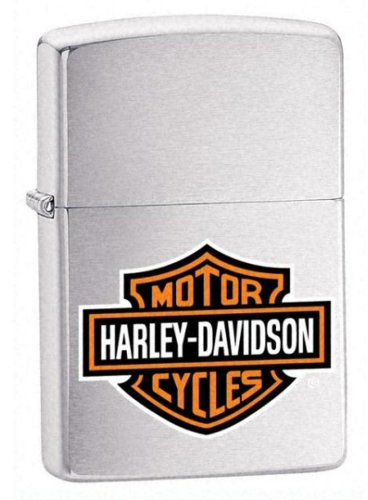 Harley-Davidson Zippo Lighter Colour Logo Brushed Chrome