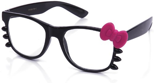 kyra Damen wohh Mode Gummi Touch-Oberfläche Hallo Kitty Bogen klare Linse Gläser 20% o oder mehr 4 Paare Hot Pink
