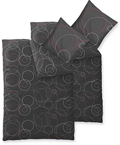 aqua-textil Trend Bettwäsche 155x220 cm 4tlg. Baumwolle Bettbezug Cariba Punkte Kreise Anthrazit Weiß Rot