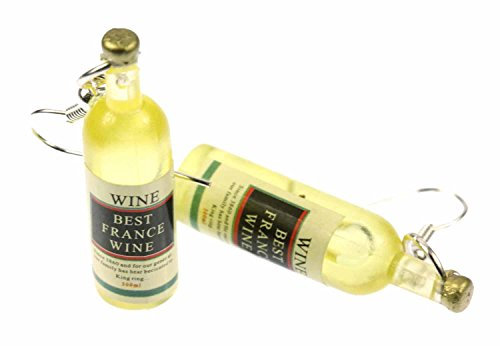 Miniblings Flaschen Weinflaschen Best France Ohrringe - Handmade Modeschmuck I Weißwein Flasche Mini - Ohrhänger Ohrschmuck versilbert