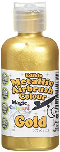 Magic Colours Metallic Edible Airbrush Food Colouring for Cake Decoration – Gold (55ml)