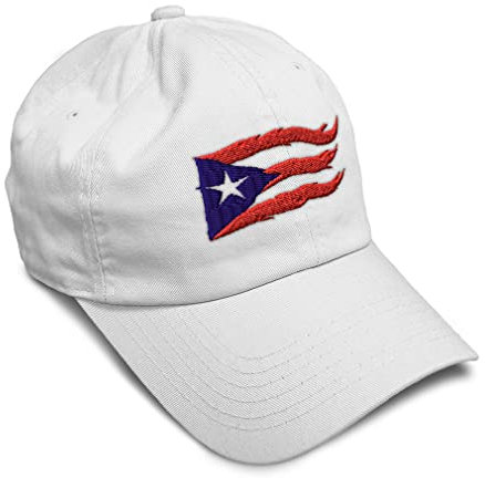 Weiche Baseballkappe, Puerto Rico, Flammenflagge, schwarze Stickerei-Flagge, Twill, Baumwolle, für Damen und Herren, Nur weißes Design, Einheitsgr��e