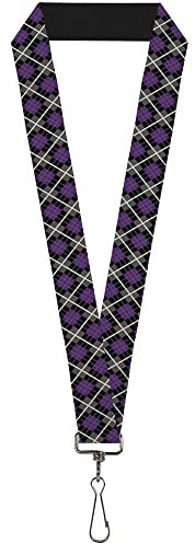 Buckle Down Unisex Lanyard-1.0-Argyle Black/Gray/Purple Schlüsselkette, Multi, Einheitsgröße