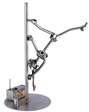 Steelman24 I Schraubenmännchen Pole Dance Mit Radio Mit Persönlicher Gravur I Made in Germany I Handarbeit I Geschenkidee I Stahlfigur I Metallfigur