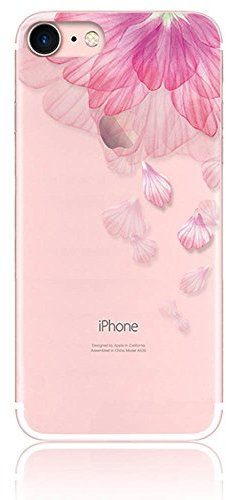 CrazyLemon pour iPhone 7 iPhone 8 Silicone Coque Case, Coque Souple Transparente TPU Silicone en Gel Ultra-Mince de Protection Pare-Chocs Anti-Choc Bumper pour iPhone 7 / iPhone 8 4.7 - Fleur Rose