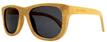 Okulars® Natural Bamboo - Sonnenbrille aus Holz für Damen & Herren, handgefertigt - eine Größe - Polarisierte und Verspiegelte Gläser - UV400 Schutz - Cat.3 (Schwarz)