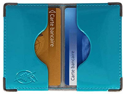 Etui 2 Cartes bancaires blindé (Anti-RFID) (Bleu Canard)