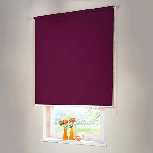 Sonnenschutz-HH® - Seitenzugrollo Verdunkelungsrollo - Außenmaß Breite 225 x 170 cm Höhe lila - Lichtundurchlässig Blickdicht Rollo für Abdunkelung Kettenzugrollo inkl. Universalträger