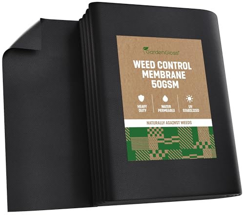 GardenGloss 20m² Telo Pacciamatura Contro Le Erbe Infestanti 50g/m² - Resistente allo Strappo e Permeabile all'Acqua - Elevata Resistenza UV - Telo Nero per Orto - (10m x 2m, Piegato)