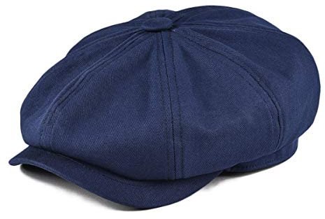 BOTVELA Herren 8-teilige Newsboy Flat Cap 100% Baumwolle Gatsby Ivy Golf Cabbie Hut, Navy, 57 EU