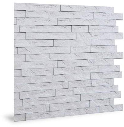 PRO[f]home® - Wandpaneel 3D - 704447 Ledge Stone Matte White Dekorpaneel geprägt in Stein Optik glänzend weiß 2 m2 Profhome