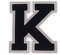 Frottee Buchstabe A-Z | Schwarz, Weiß, Grau | 9,5 cm hoch | Varsity Letter K