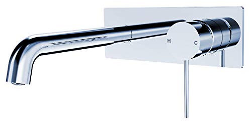 ZUKKI Chrom Poliert Bad Wand Wasserhahn Kupfer Wandmontage Warm- Und Becken Waschbecken in der Wand Becken Auslauf Mischbatterie Set Messing Wasserhahn Wandmontage
