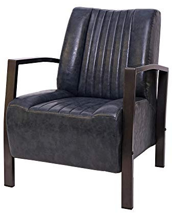 Mendler Sessel HWC-H10, Loungesessel Polstersessel Relaxsessel, Metall Industriedesign - Vintage grau