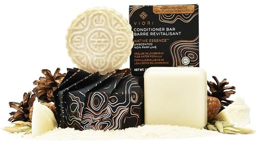 VIORI Native Essence Unscented Shampoo & Conditioner Bar Set - Handcrafted with Longsheng Rice Water & Natural Ingredients - Sulfate-free, Paraben-free, Phthalate-free 100% Vegan