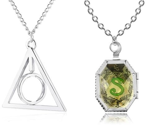 YouU 22 Stück Time Turner Dreieck Halskette Medaillon Horkrux Halskette Harry Sticker Set für Fans Cosplay Modeschmuck