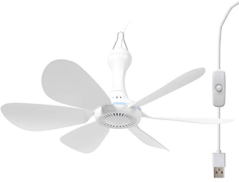 USB Mini Small Ceiling Fan Battery operated,Power Bank powered quiet Camping Optional Emergency Portable Outdoor Hanging Gazebo Canopy Dorm Fans Silent For Grow Tent,Hiking,Outages For RV Home Room