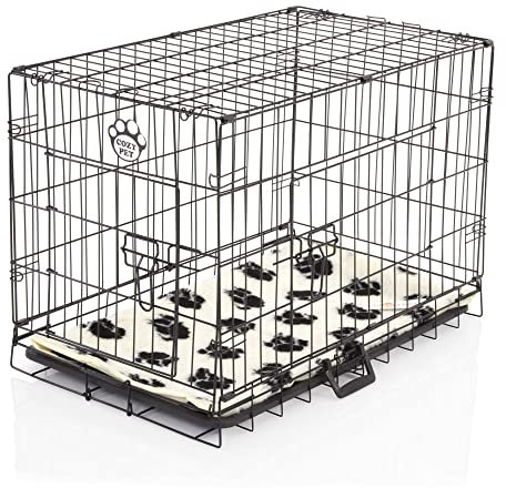 Cozy Pet Dog Cage 30 Black Inc Vet Bed ABS Tray Folding 75.5cm Puppy Crate Cat Carrier Dog Crate DCP30B + VB30C