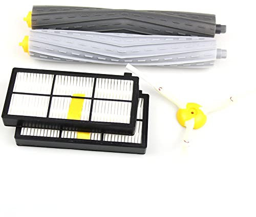 Premium Wartungskit Service-Kit geeignet für iRobot Roomba 800, 900 Serie Staubsauger-Roboter | Extractor Bürsten-Set + 2 HEPA AeroForce Filter + Seitenbürste | Zubehör - Ersatzteile - Ersatzteil