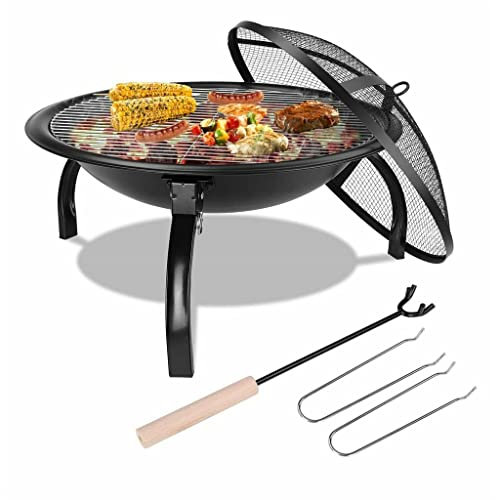 AMZOPDGS BBQ Grillheizung Grills Runde Feuerstelle Kleiner Grillofen Holzkohle BBQ Grill Terrasse Camping Picknick Brenner Outdoor Tragbar