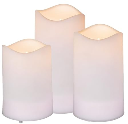 Gardenwize - Solar Powered LED 3-Piece Candle Set, Tabletop Lighting | 10cm 12.5cm 15cm Candles | Rechargable Battery, Solar On Demand | No Running Costs (GW427)