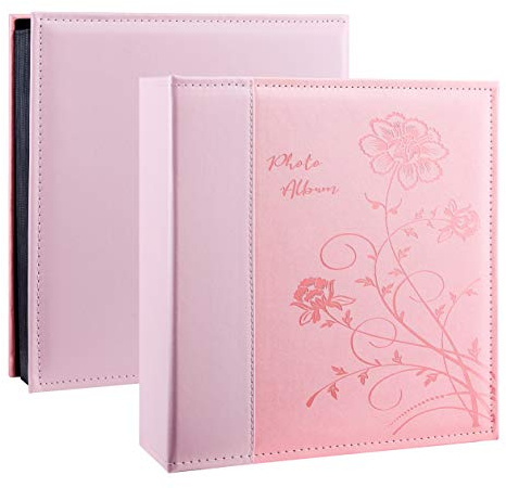 Miaikoe Photo Album 6x4 1000 Photos Slip in, Extra Large Capacity Leather Cover Wedding Family Picture Albums Holds 1000 Horizontal and Vertical 10x15cm Landscape Photos(Pink)