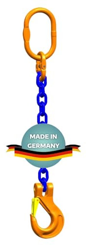 AWOTEX Einstrang-Kettengehänge 16 mm GK 10 I 2 m Lange Anschlagkette für die Baustelle I Bagger-Zubehör I Traglast 10.000kg nach EN818-4 I Kettengehänge 1-Strang I Baustellen Werkzeug