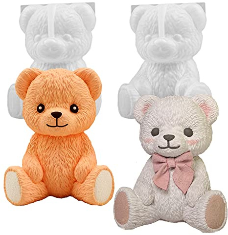 2 stampi in silicone a forma di orsetto, stampi 3D a forma di animale, per ghiaccio, cioccolato, torte e resina epossidica, per fai da te, artigianato artistico e decorazione della casa