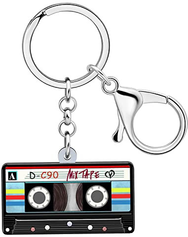 RAIDIN Süße Acryl Valentinstag 80er 90er Jahre TV Kassette Band Herz Schlüsselanhänger Schlüsselring für Damen Auto Handtasche Schlüssel Geschenke (Schatten)