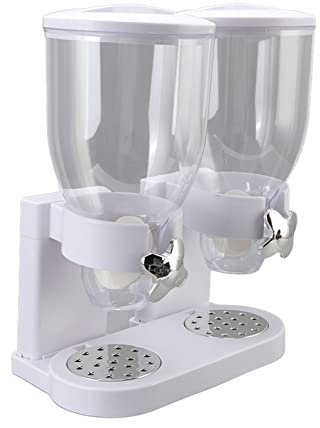 Double récipients distributeur de céréales, récipient pour conteneurs de blé avec fonctionnement à torsion hermétique, ABS, étui pour aliments, distributeur d'aliments secs pour (blanc)