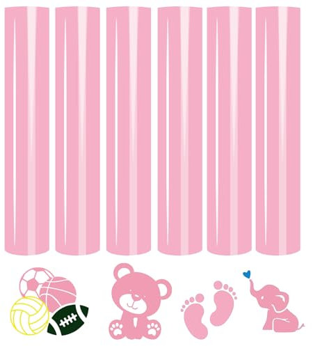 Tintnut Pink Heat Transfer Vinyl,6 Sheets 12 x 10 HTV Vinyl,Iron on Vinyl for T-Shirts