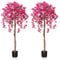 Fopamtri Plante Artificielle avec Fausses Fleurs Rose 150cm Fausse Plante Interieur et Exterieur Arbre Artificiel en Pot pour Maison Chambre Salon Balcon Cour Jardin Décoration (2 Pack)